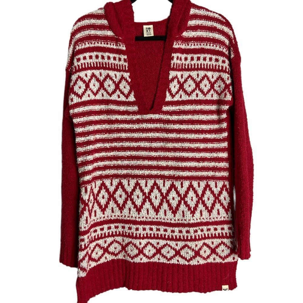 Roxy Red and White Nordic Hoodie Sweater